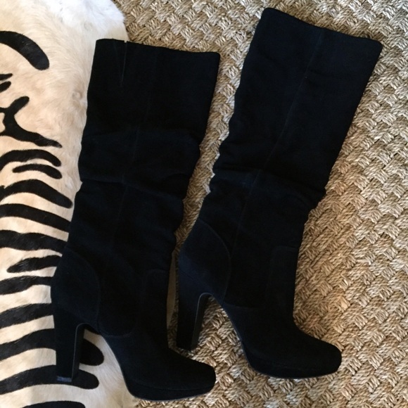 Gianni Bini Black Suede Slouchy Boots- Size 8.5