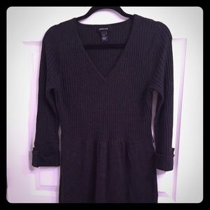 Gray knit dress with ribbed top.