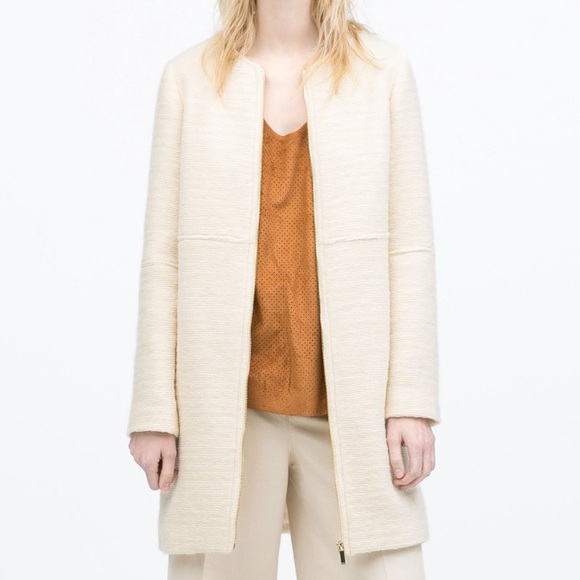 zara off white coat