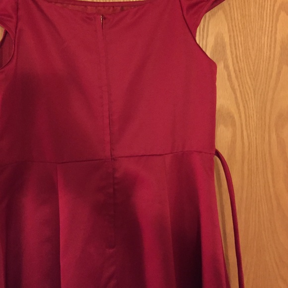 Girls Red Dress with Flower Design - Picture 3 of 4