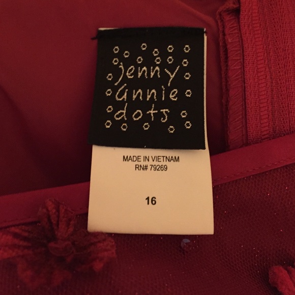 Girls Red Dress with Flower Design - Picture 4 of 4