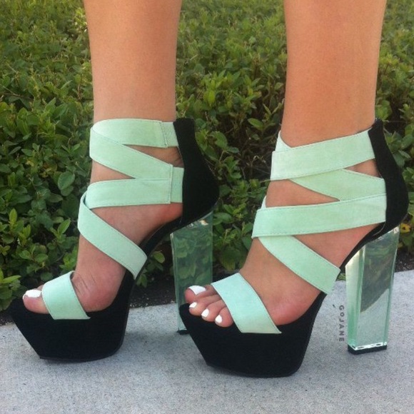 Agua, scrappy high heels with lucite heel