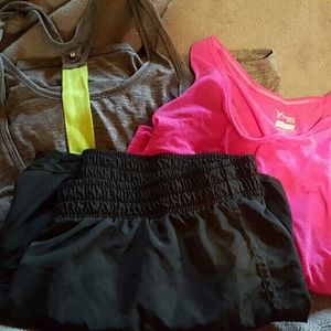 2 Old Navy active shirts and pair of shorts