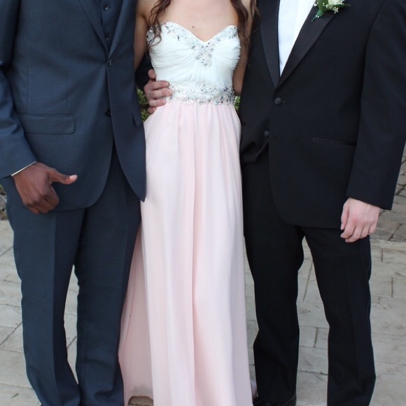 White & Pink Prom Dress