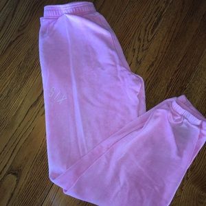 Pink VS pink boyfriend sweats
