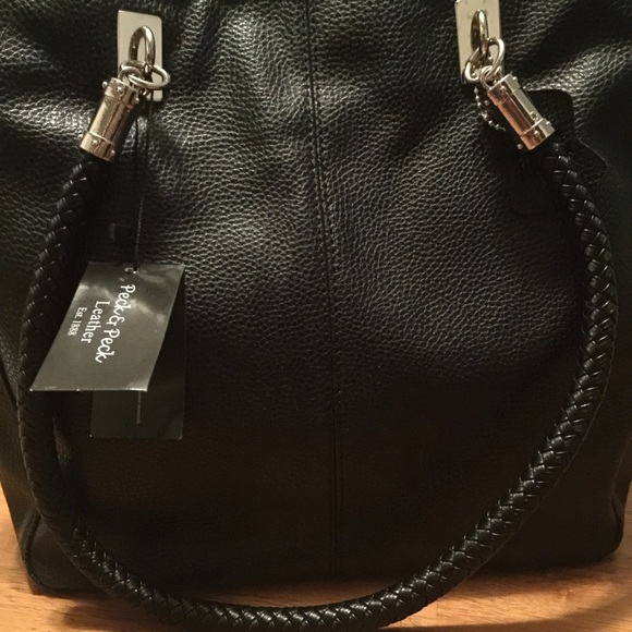 Peck & Peck black braid handle leather shopper
