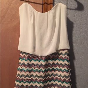 Strapless sequin hearts dress