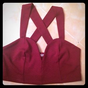 Burgundy CrissCross croptop