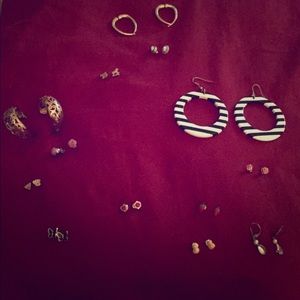 13 pair of earrings! Studs and dangles.