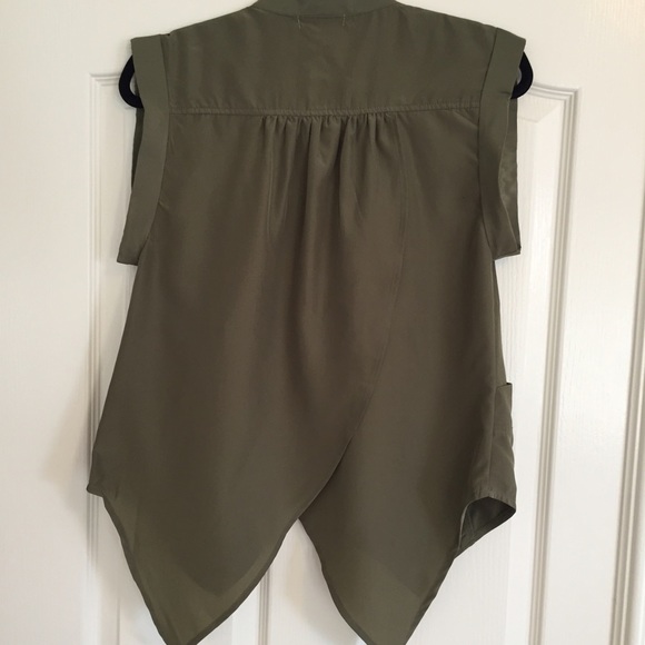 Sold • Olive Asymmetrical Zip-Up Vest - Picture 2 of 4