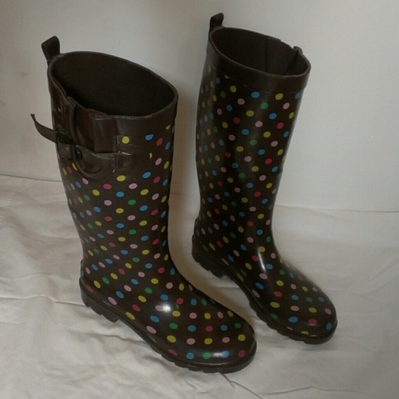 Polka dot rain boots