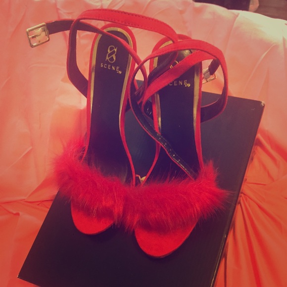 Red Heels With Fur Front