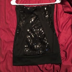 Strapless black sequin top