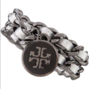 Tory Burch metallic leather chain bracelet