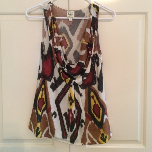 Anthropologie knit sleeveless tribal print top