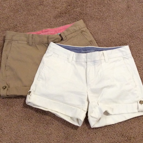 2 Pair Banana Republic Khaki/White-Khaki Shorts