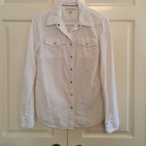 Soft cream flannel corduroy pearl snap button down