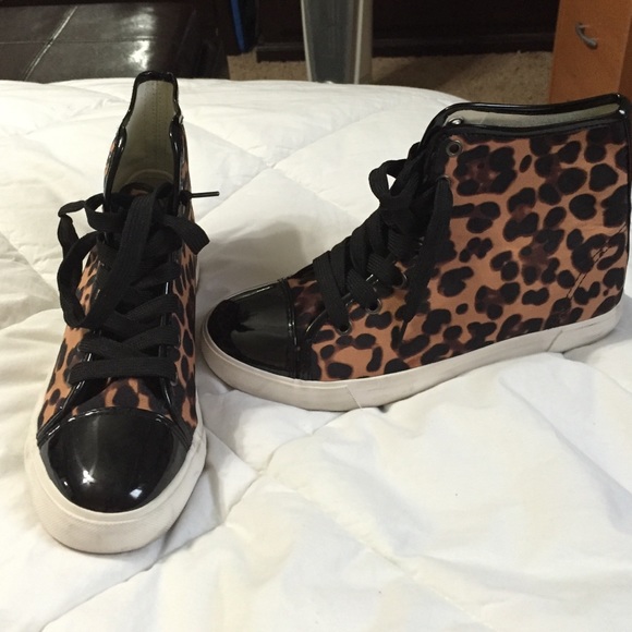 Shoes - Leopard and patten leather tennis shoes