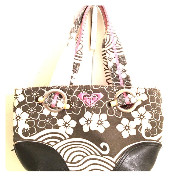 Roxy Quicksilver Waves and Flowers Bamboo Handbag