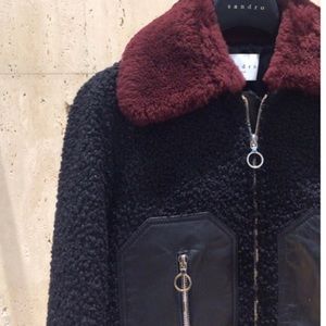 Sandro Boucle + Leather jacket size SMALL