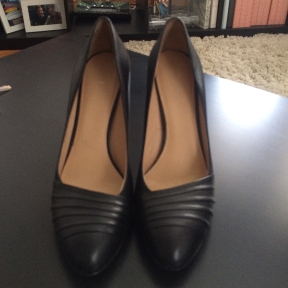 Black leather heels