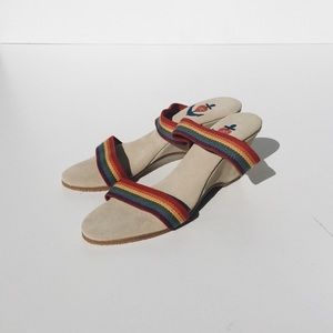 Jeffrey Campbell snap rainbow suede wedge