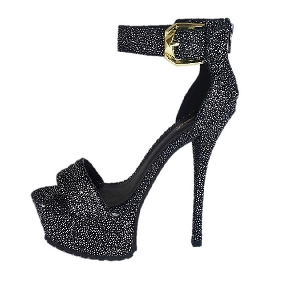 Qupid Silver High Heel 5.5' Stiletto Peep Toe - Picture 2 of 4