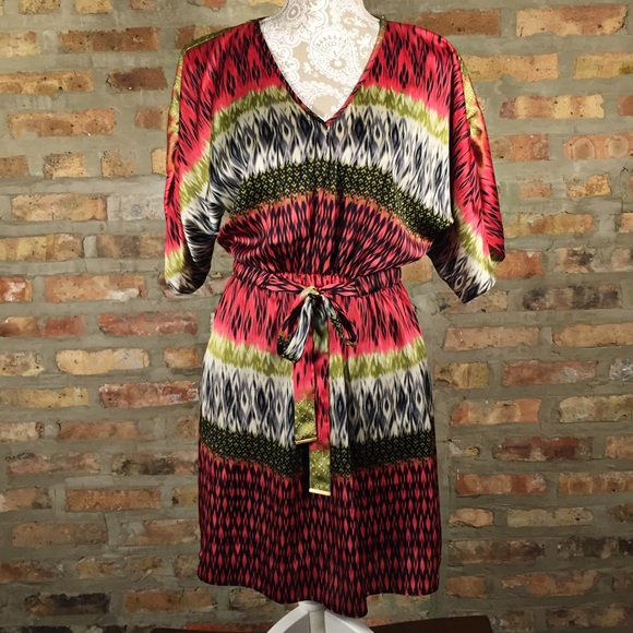 Laundry Moroccan Print Silky Dress with Slip - Picture 1 of 4