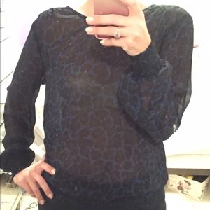 Michael Kors sheer royal blue leopard print blouse