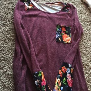 Maroon Tunic with flower accents
