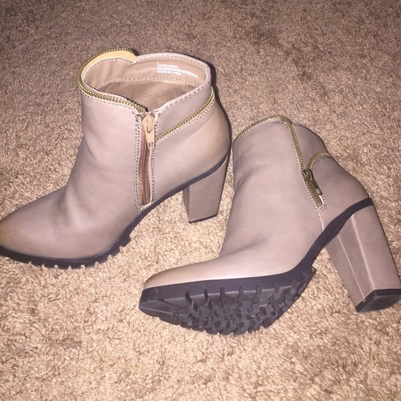 Tan heeled booties