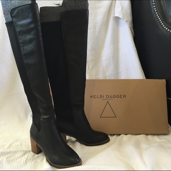 Genuine leather over the knee boots
