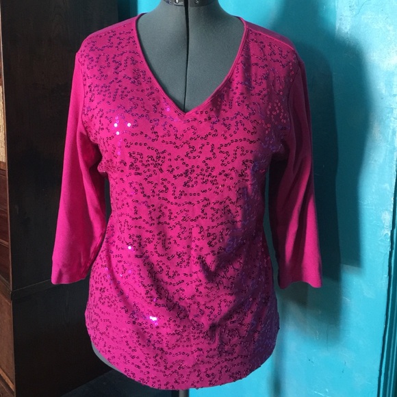 Quacker Factory Raspberry Sequence Sweater