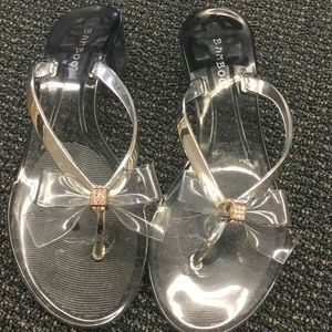 Bamboo brand clear plastic flip flops women's 7