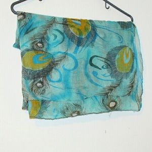 Teal peacock print scarf