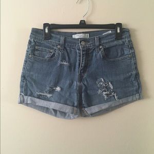 Levis high waisted distressed denim shorts