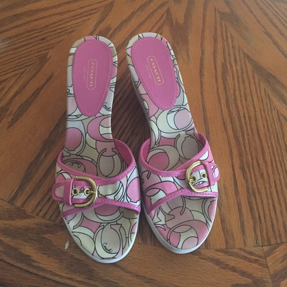 Coach pink and white mules