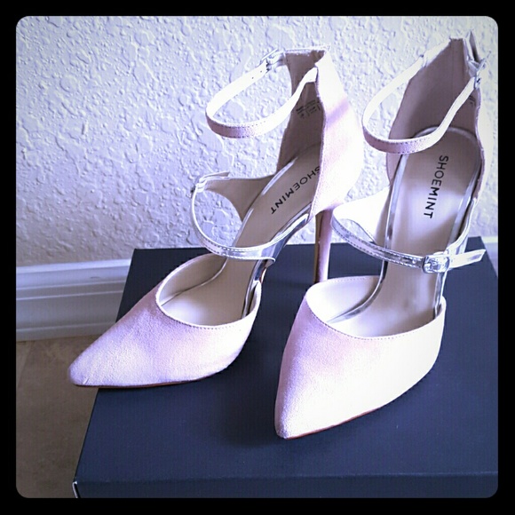 Nude suede heels