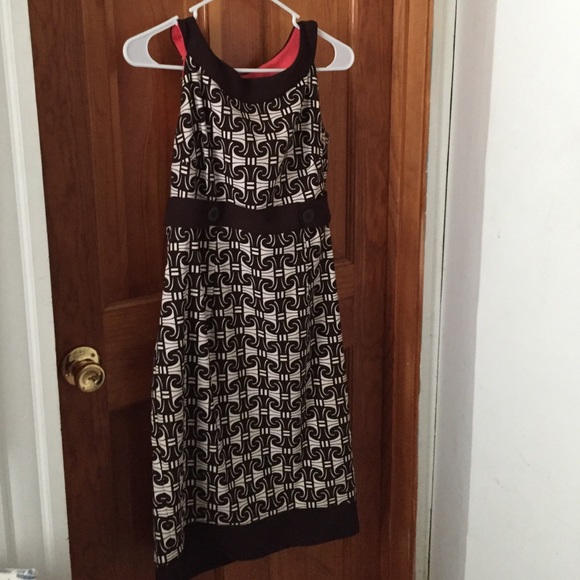 Brown and white printed dress.