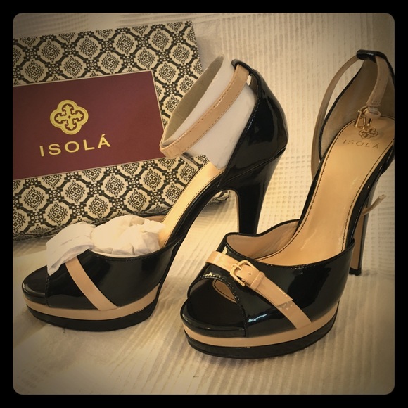 Isola black and cream heels