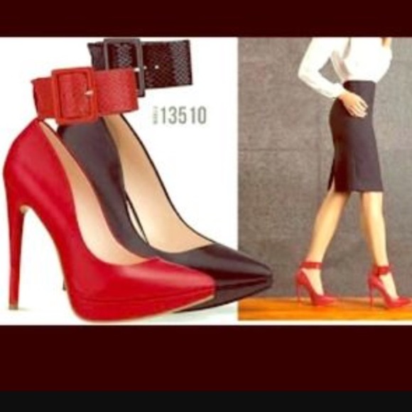 Red Andrea Ankle Strap heels