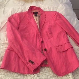 J. Crew Pink Linen Schoolboy Blazer