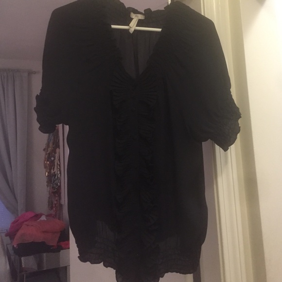 JOIE Silk Ruffled Blouse- Black