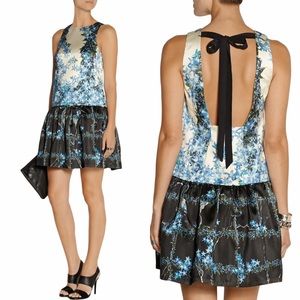 🚨tibi🚨 silk floral print shift dress flounce