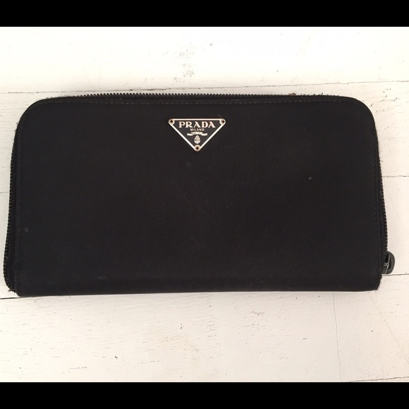 Prada Black Nylon Checkbook style Wallet