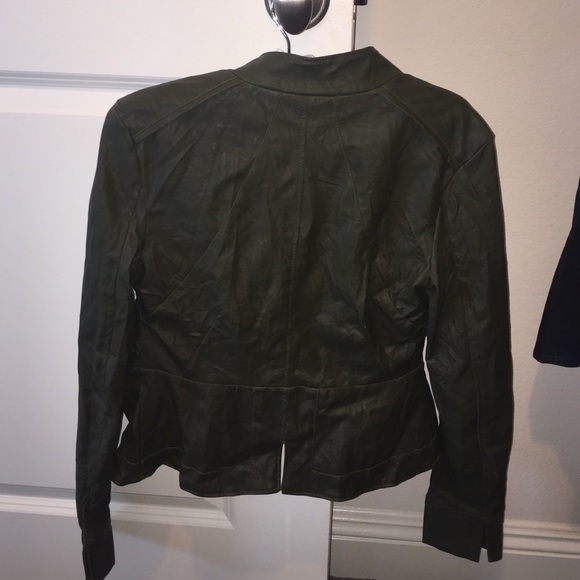 Army green military leather jacket - Picture 2 of 3