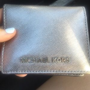 Michael Kors metallic silver square wallet!