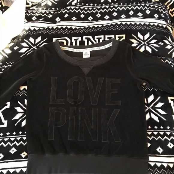 PINK all black crew neck