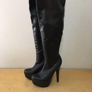 Over the knee pleather boots