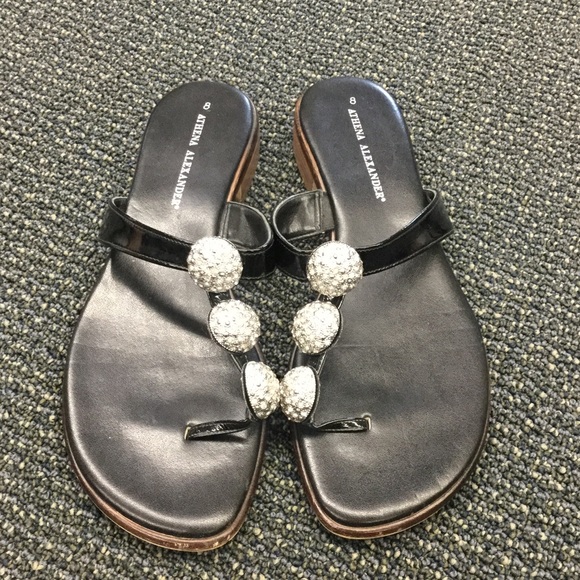 Athena Alexander black flats with rhinestones